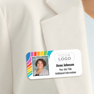 Anpassningsbar Employee Logotyp Photo ID Rainbow F Namnbricka