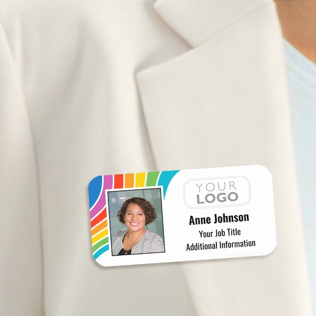 Anpassningsbar Employee Logotyp Photo ID Rainbow F Namnbricka (Skapare uppladdad)