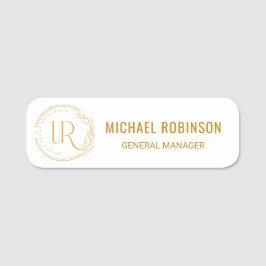 Anpassningsbar Employee Namn Guld Script Logotyp M Namnbricka