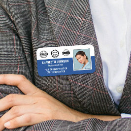 Anpassningsbar Employee Photo Company Logotyp Magn Namnbricka