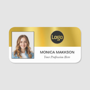 Anpassningsbar Employee Photo, Logotyp, Namn - Kan Namnbricka