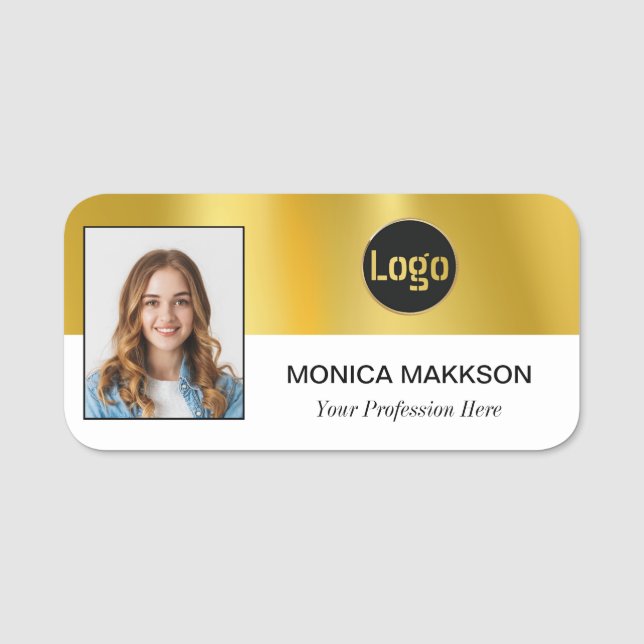 Anpassningsbar Employee Photo, Logotyp, Namn - Kan Namnbricka (Framsida)