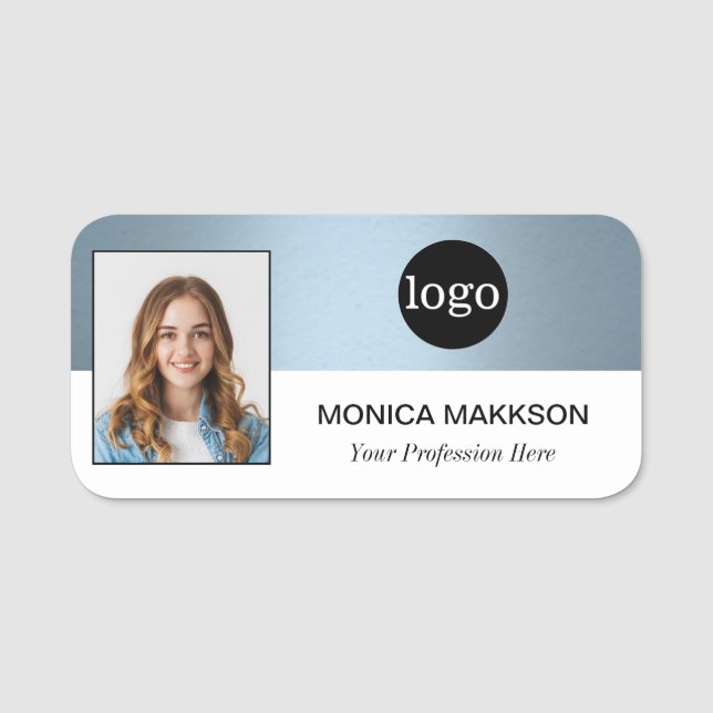 Anpassningsbar Employee Photo, Logotyp, Namn - Kan Namnbricka (Framsida)