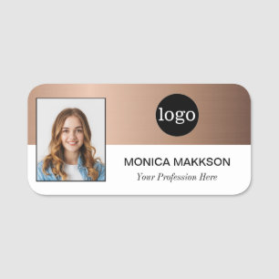 Anpassningsbar Employee Photo, Logotyp, Namn - Kan Namnbricka