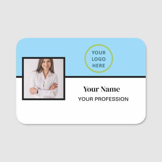 Anpassningsbar Employee Photo, Logotyp, Profession Namnbricka (Framsida)