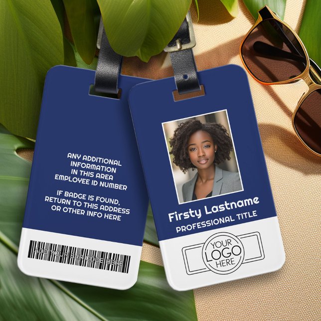 Anpassningsbar Employee - Photo, Pub Code, Logotyp Bagagebricka (Custom Logo Luggage Tag - Company Bag Tag)