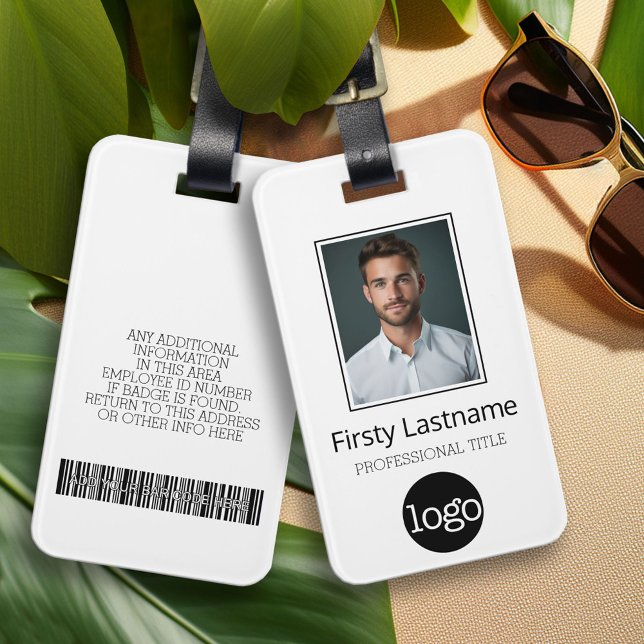 Anpassningsbar Employee Photo, Pub Code, Logotyp N Bagagebricka (Custom Luggage Tag - Personalized Bag Tag)