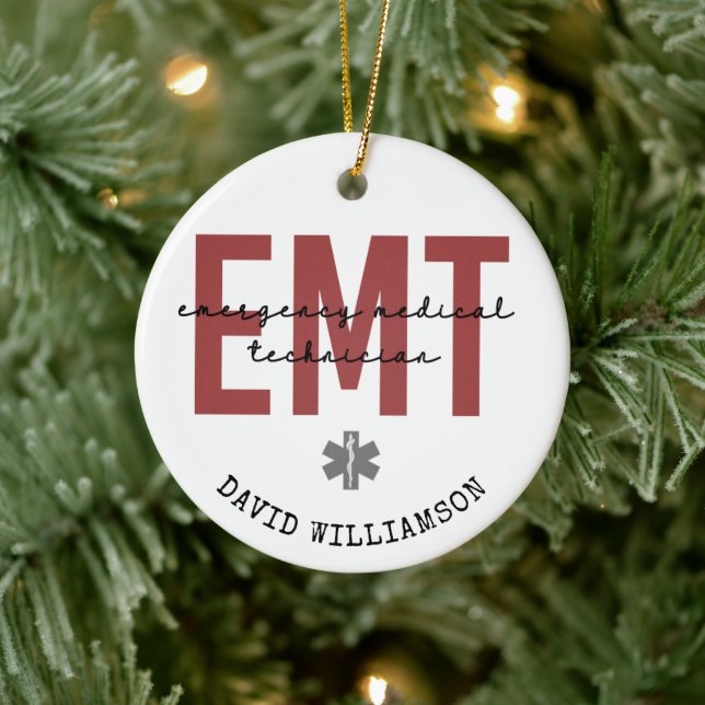 Anpassningsbar EMT Akut Medicinsk tekniker Julgransprydnad Keramik (Träd)