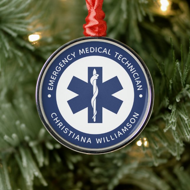 Anpassningsbar EMT Symbol Akut Medicinsk tekniker Julgransprydnad Metall (Träd)