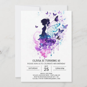 Anpassningsbar Enchanted Fairy Birthday Inbjudningar