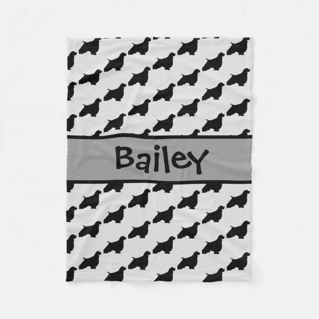 Anpassningsbar English Springer Spain Hund Silhoue Fleecefilt (Framsidan)