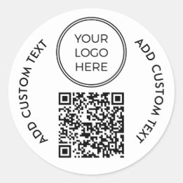 Anpassningsbar Enkel Logotyp - QR-kod för företag Runt Klistermärke