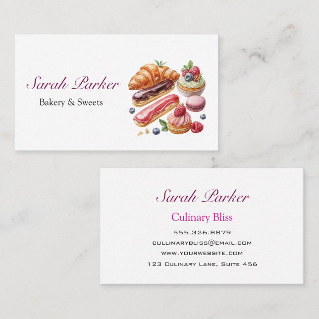 Anpassningsbar Enkelt kakor Bakery-lagrets vattenf Visitkort (Fram/baksida)