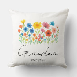 Anpassningsbar Est. År - Grandma Wildblomma Kudde