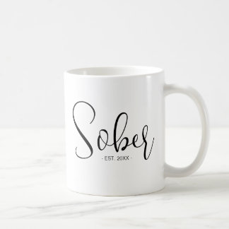 Anpassningsbar Est Sober Calligraphy Black White Kaffemugg