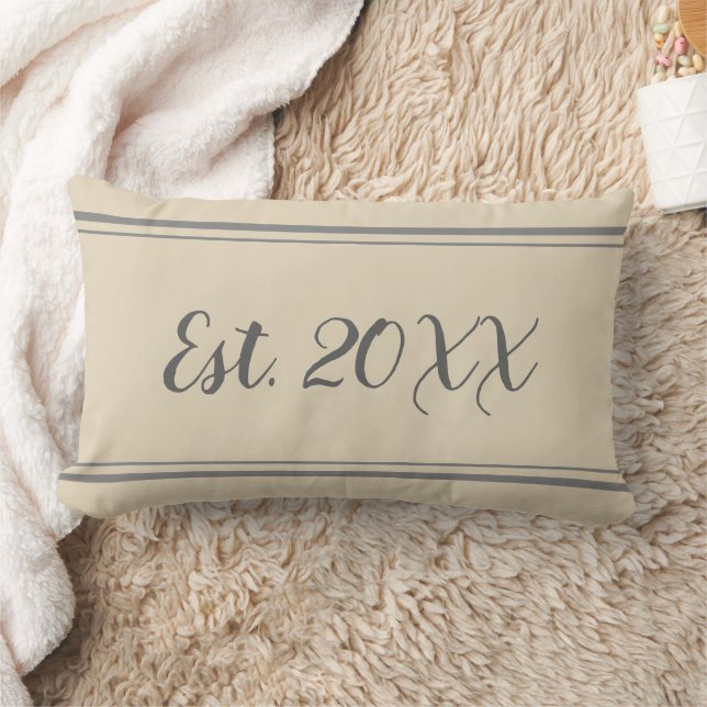 Anpassningsbar Etablerat Grått och Beige Pillow Lumbarkudde (Filt)
