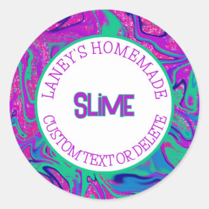Anpassningsbar-etikett Färg Swirl Slime-produkteti Runt Klistermärke