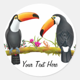 Anpassningsbar-etikett för Tropical Toucans Runt Klistermärke