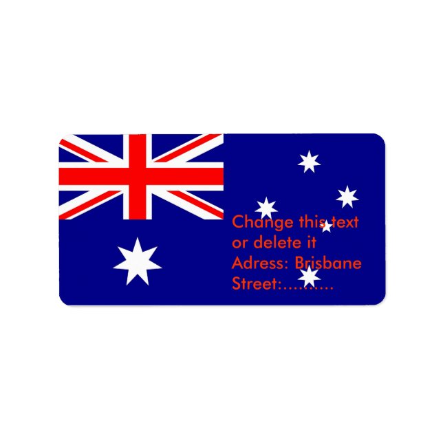 Anpassningsbar-etikett med Australiens Flagga Adressetikett (Framsidan)