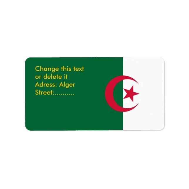 Anpassningsbar-etikett med Flagga Algeriet Adressetikett (Framsidan)
