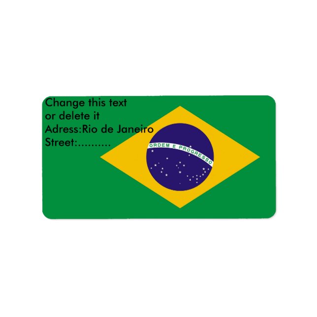 Anpassningsbar-etikett med Flagga av Brasilien Adressetikett (Framsidan)