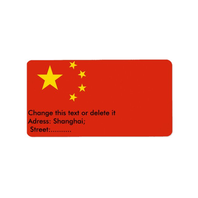 Anpassningsbar etikett med Flagga av China Adressetikett (Framsidan)
