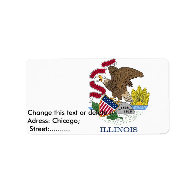 Anpassningsbar-etikett med Flagga av Illinois, USA Adressetikett (Framsidan)
