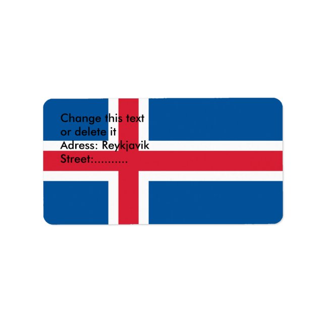Anpassningsbar-etikett med Flagga av Island Adressetikett (Framsidan)