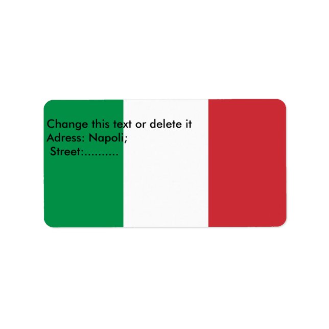 Anpassningsbar-etikett med Flagga av Italien Adressetikett (Framsidan)