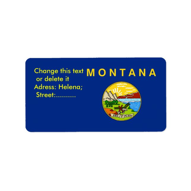 Anpassningsbar-etikett med Flagga av Montana, USA Adressetikett (Framsidan)
