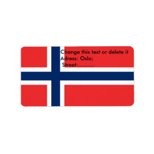 Anpassningsbar-etikett med Flagga av Norge Adressetikett