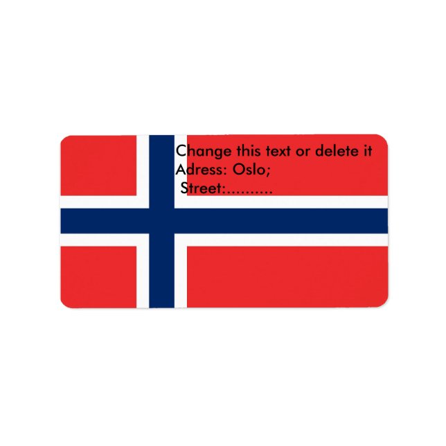 Anpassningsbar-etikett med Flagga av Norge Adressetikett (Framsidan)