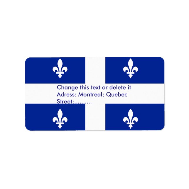 Anpassningsbar-etikett med Flagga av Quebec, Kanad Adressetikett (Framsidan)