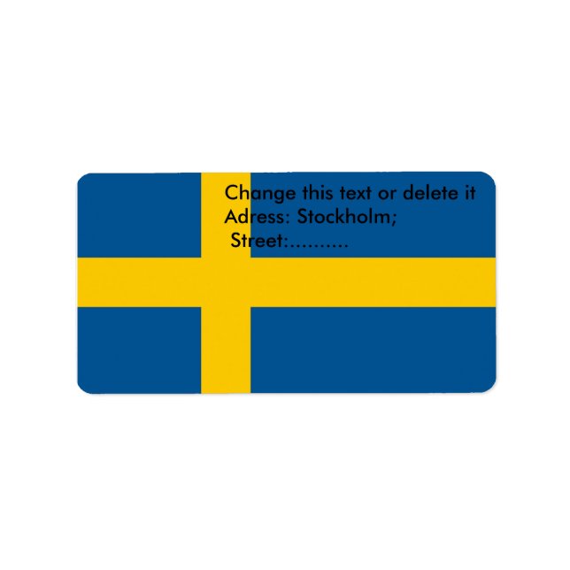 Anpassningsbar-etikett med Flagga av Sverige Adressetikett (Framsidan)