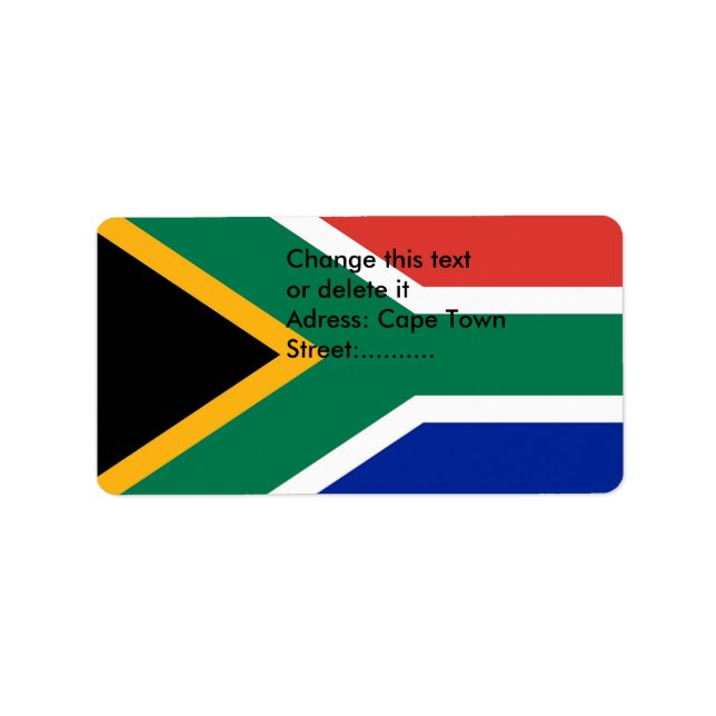Anpassningsbar-etikett med Flagga av syd-Afrikan Adressetikett (Framsidan)