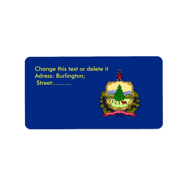 Anpassningsbar-etikett med Flagga av Vermont, USA Adressetikett (Framsidan)