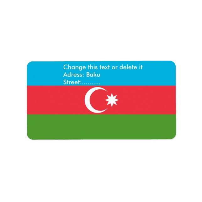 Anpassningsbar-etikett med Flagga Azerbajdzjan Adressetikett (Framsidan)