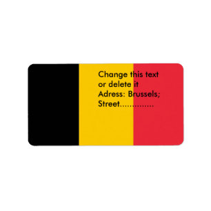 Anpassningsbar-etikett med Flagga Belgien Adressetikett