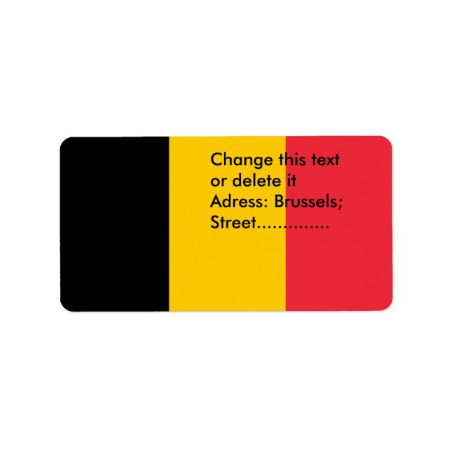 Anpassningsbar-etikett med Flagga Belgien Adressetikett (Framsidan)
