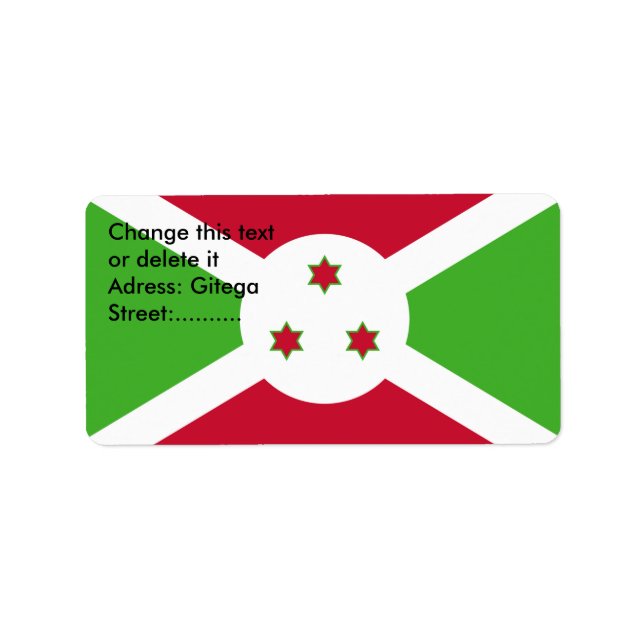 Anpassningsbar-etikett med Flagga Burundi Adressetikett (Framsidan)