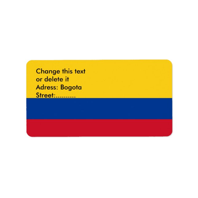 Anpassningsbar-etikett med Flagga Colombia Adressetikett (Framsidan)