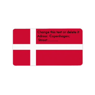 Anpassningsbar-etikett med Flagga Danmark Adressetikett