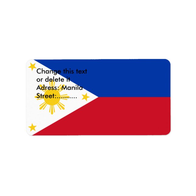 Anpassningsbar-etikett med Flagga Filippinerna Adressetikett (Framsidan)