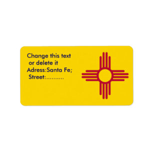 Anpassningsbar-etikett med Flagga i New mexico, US Adressetikett