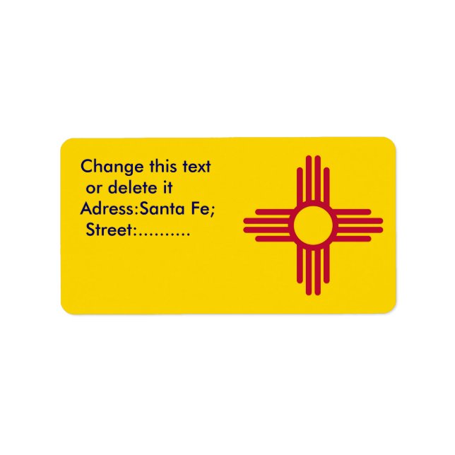Anpassningsbar-etikett med Flagga i New mexico, US Adressetikett (Framsidan)