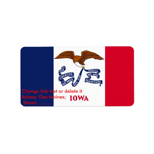 Anpassningsbar-etikett med Flagga Iowa Adressetikett (Framsidan)
