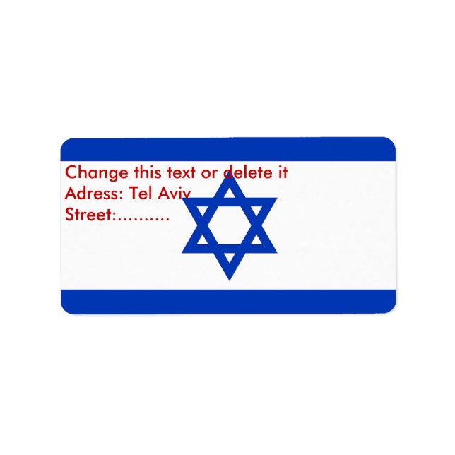 Anpassningsbar-etikett med Flagga Israel Adressetikett (Framsidan)
