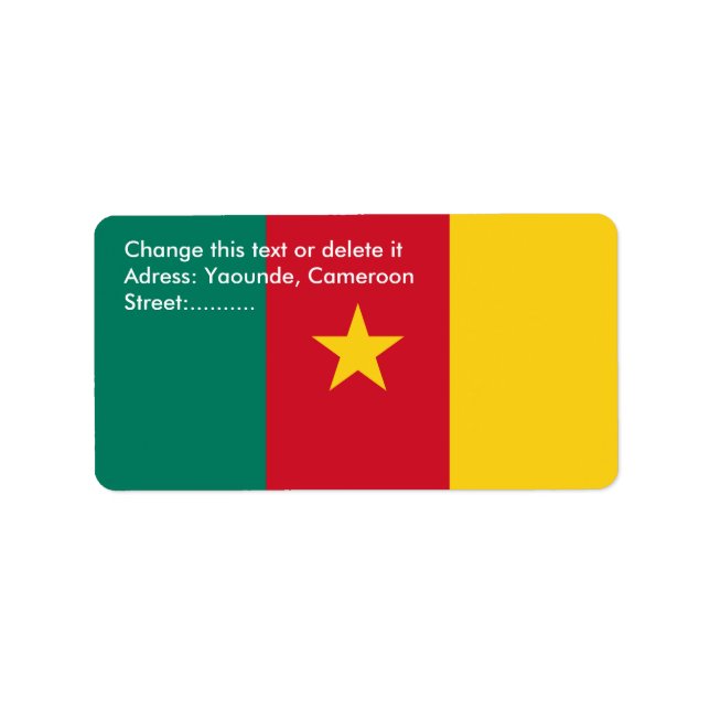Anpassningsbar-etikett med Flagga Kamerun Adressetikett (Framsidan)