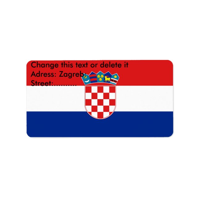 Anpassningsbar-etikett med Flagga Kroatien Adressetikett (Framsidan)