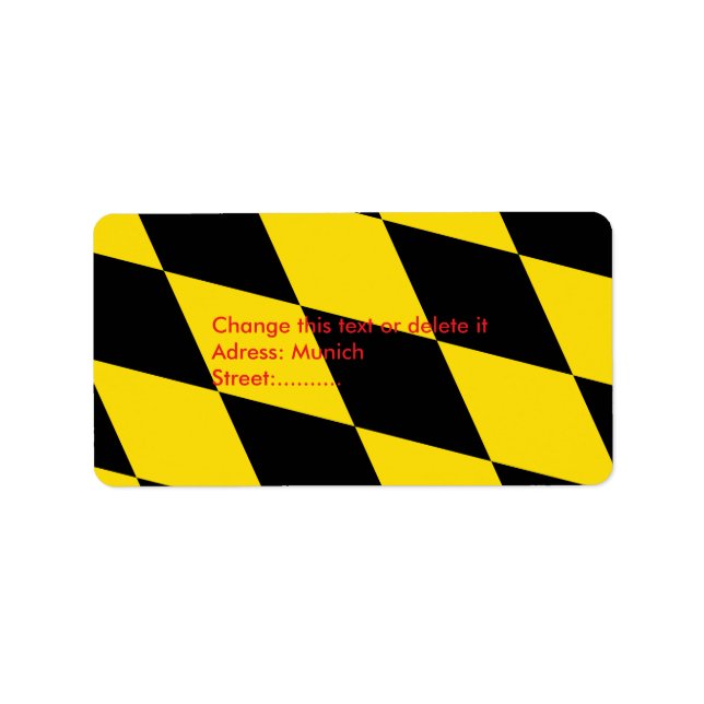 Anpassningsbar-etikett med Flagga München, Bayern, Adressetikett (Framsidan)